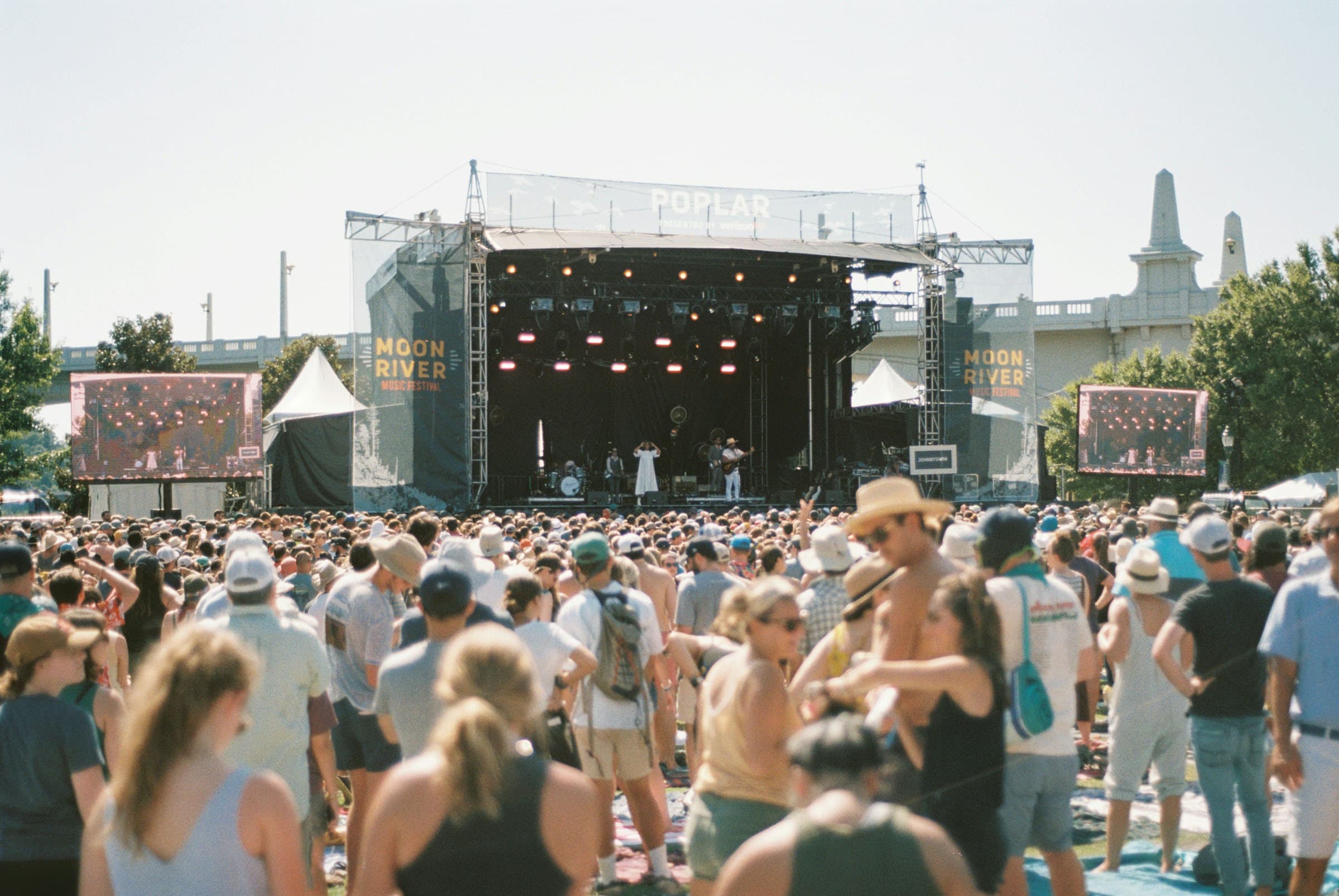 Festival crowd with hands in the air
